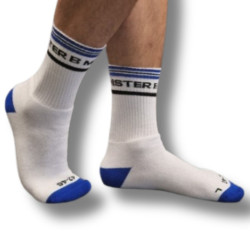Mr B - Mister B Chaussettes Fuck Me Blanc-Bleu